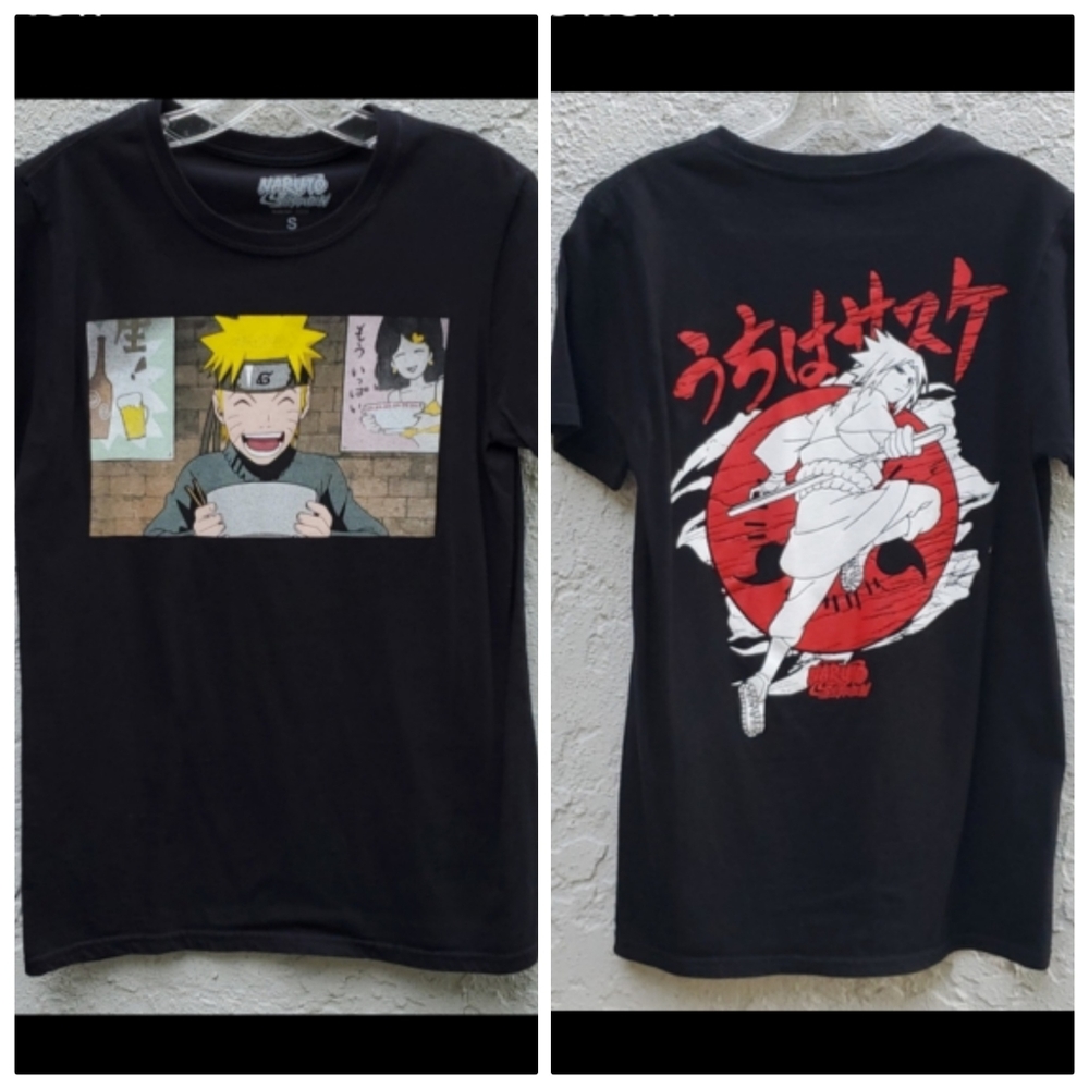 2 Black Naruto Shippuden Short Sleeve T-Shirts Size Small
